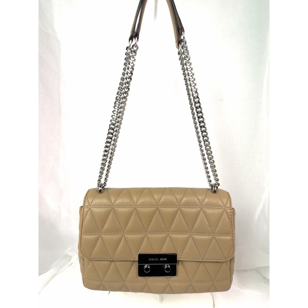 Michael Kors Quilted Leather Chain Shoulder Bag Camel Tan Sloan Flap Purse NWOT